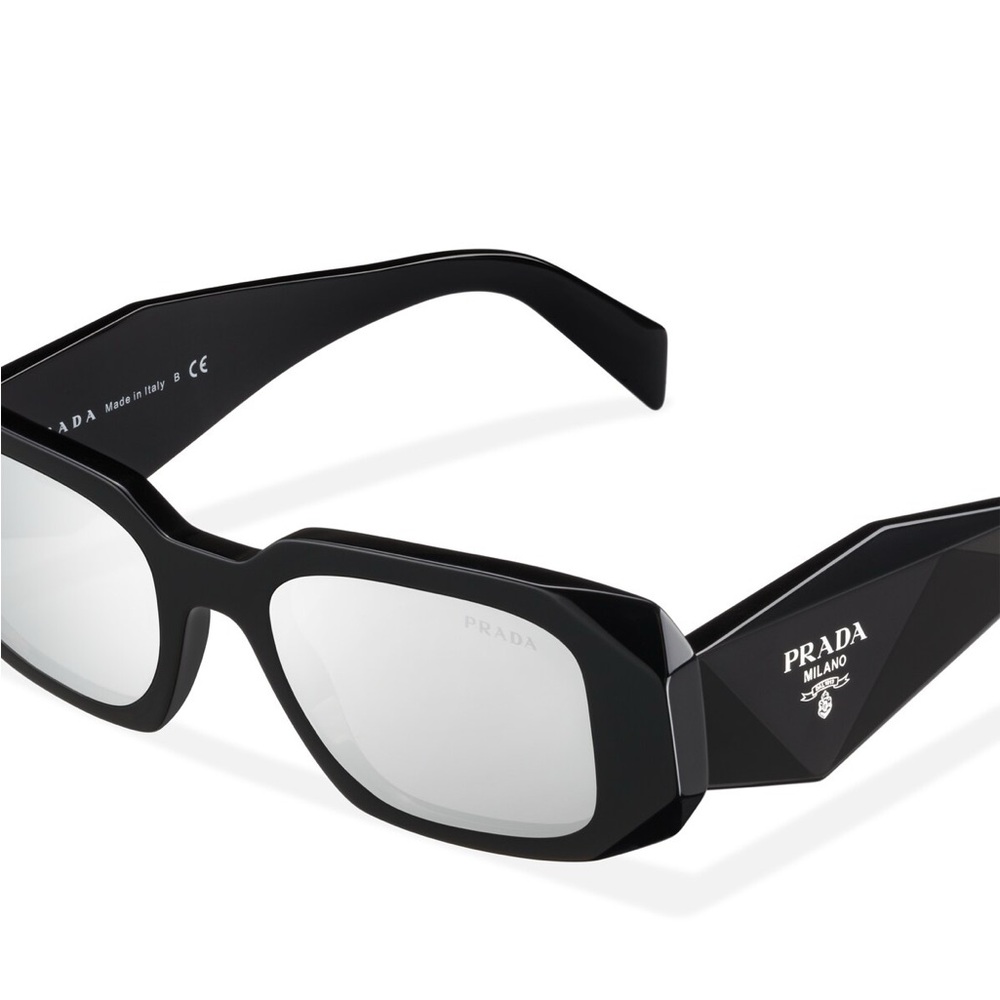 Prada Black Rectangular Mirrored Sunglasses Black… - image 4